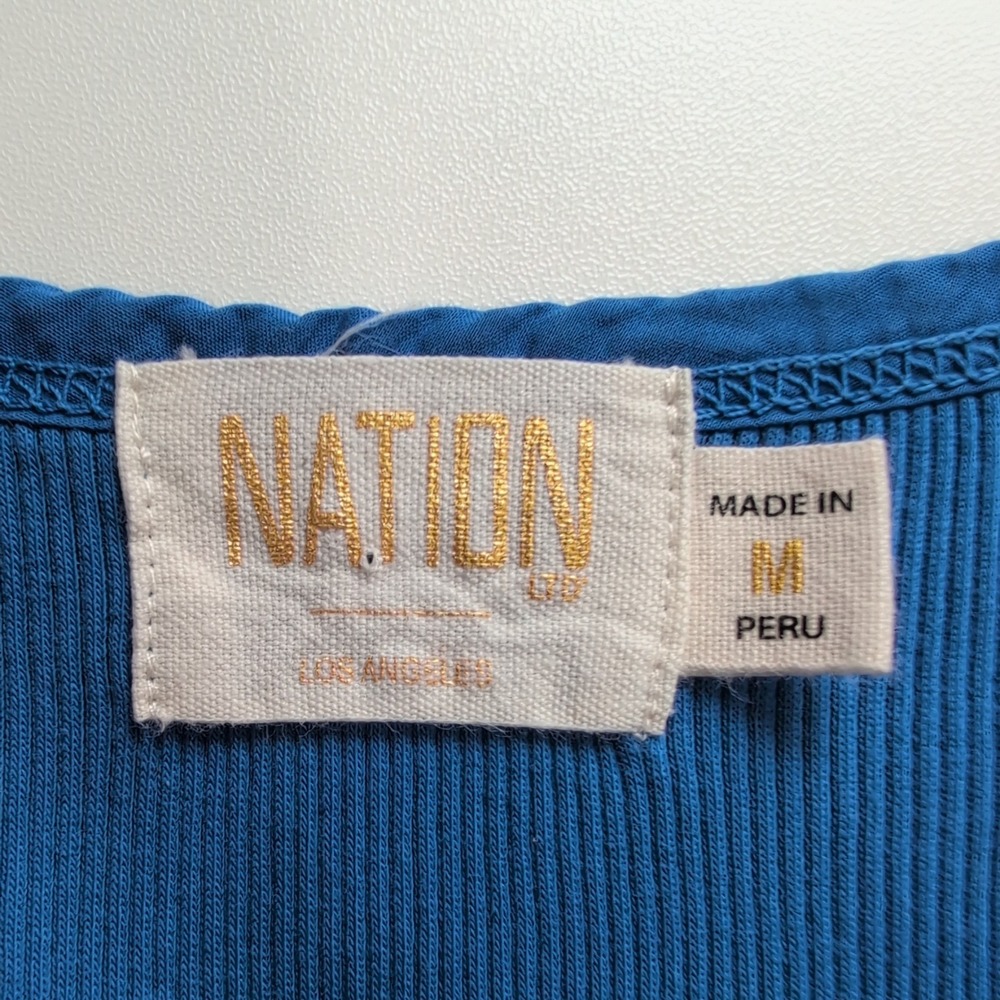 Nation LTD Royal Blue Organic Pima Cotton Tiered Mini Dress 5267RB Medium - Picture 5 of 12